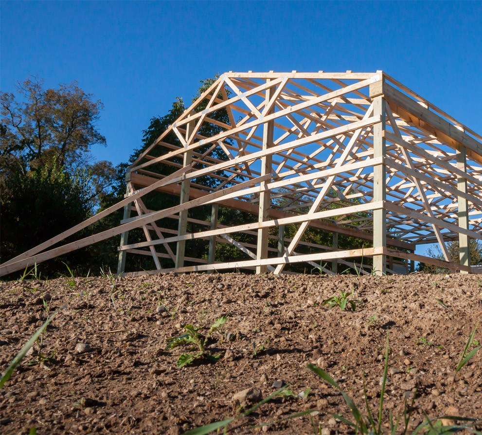 DIY Pole Barns kit being assembled