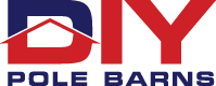 DIY Pole Barns red and dark blue logo