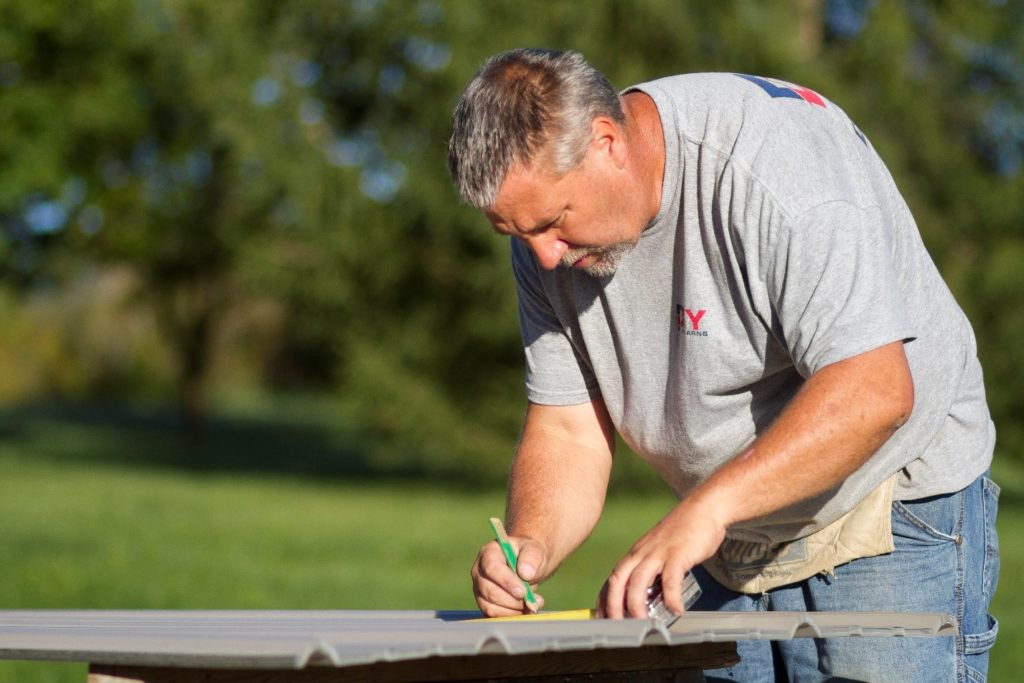 Pole barn with a second floor being built.