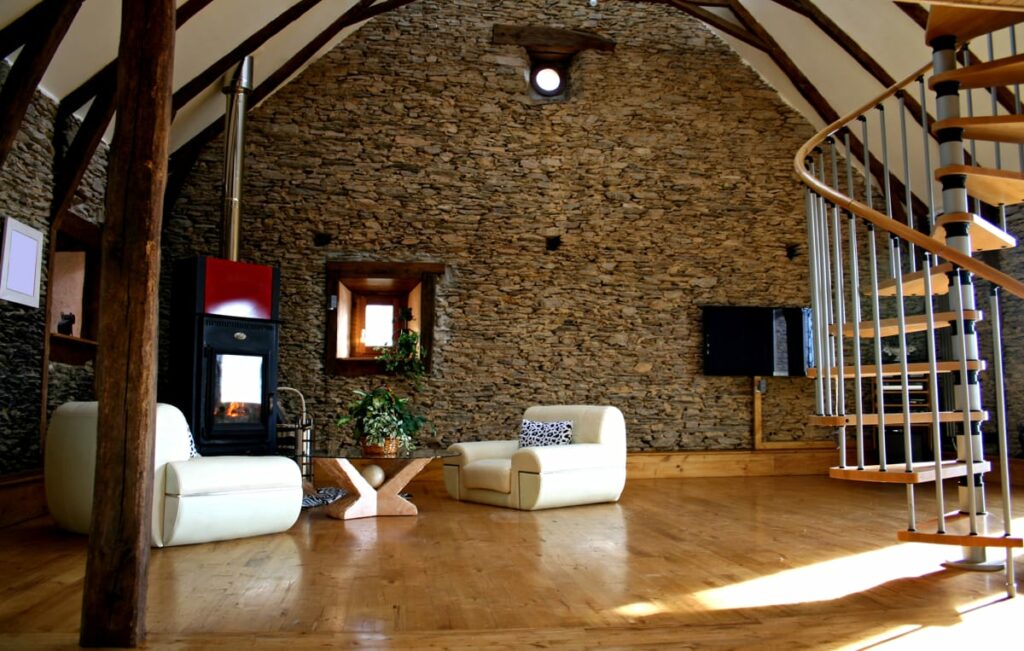 An example of pole barn homes with a large, open interior space