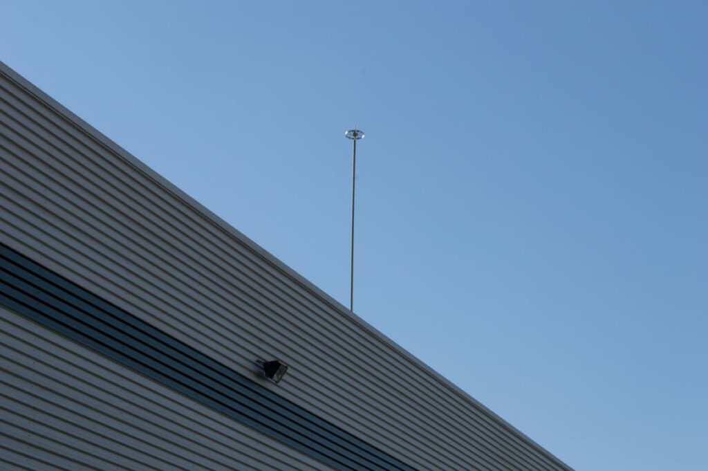 Lightning rod on a pole barn roof